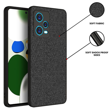 Mobizang Soft Full Fabric Hybrid for Redmi Note 12 Pro Plus Back Cover | Shockproof Hybrid Slim Hard Anti Slip Back Case (Black)