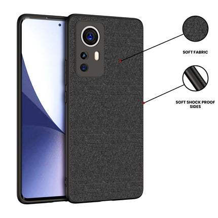 Soft Fabric Hybrid Protective Back Case Cover for Xiaomi 12 PRO (5G) (Black)