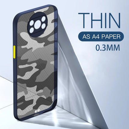 Camouflage Paper Thin Back Cover for Poco X3 Pro / Poco X3 , Super Slim Matte Translucent Full Protection Back Case (Blue)