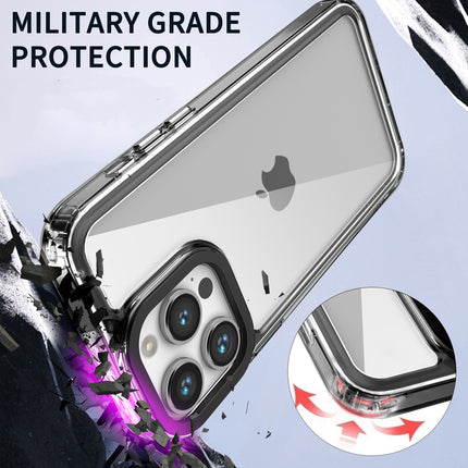 Mobizang Warrior Acrylic Clear Back Cover For Apple iPhone 15 Pro | Slim Shockproof [Military Grade Protection] Hybrid Bumper Case (Black Sides)