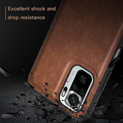 Tux Back Case for Xiaomi Redmi Note 10 /  Note 10S , Slim Leather Case with Soft Edge Shockproof Back Cover (Brown)