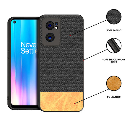 Soft Fabric & Leather Hybrid Protective Case Cover for OnePlus Nord CE 2 (5G) (Black ,Brown)