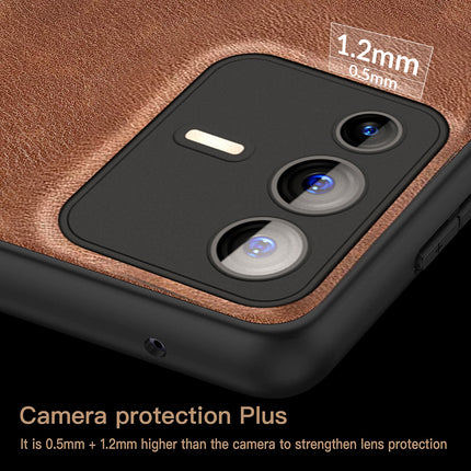 Tux Back Case for Vivo V23 Pro, Slim Leather Case with Soft Edge Shockproof Back Cover (Brown)