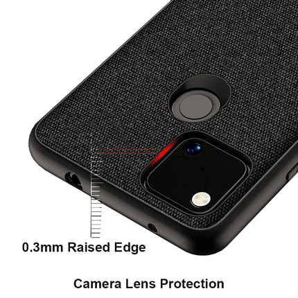 Soft Fabric & Leather Hybrid Protective Case Cover for Google Pixel 4A (Black,Brown)