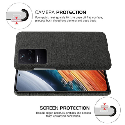 Mobizang Woven Soft Fabric Case for Poco F4 (5G) Back Cover,  Shock Protection Slim Hard Anti Slip Back Cover (Black)
