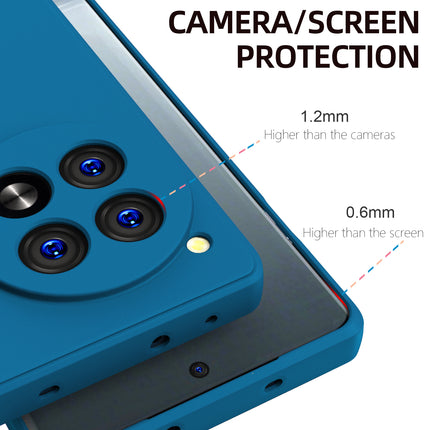 Mobizang Matte Protective Lens Flexible Back Cover for Oneplus 12R | Slim Silicone with Soft Lining Shockproof Full Body Bumper Case (Blue)