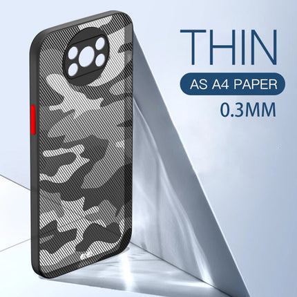 Camouflage Paper Thin Back Cover for Poco X3 Pro / Poco X3 , Super Slim Matte Translucent Full Protection Back Case (Black)