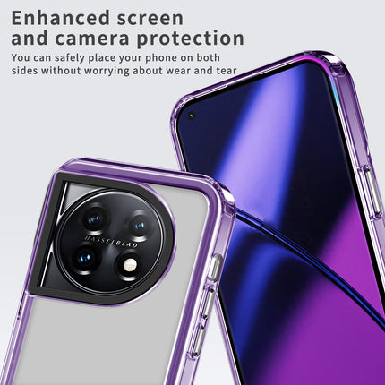 Mobizang Warrior Acrylic Clear Back Cover For OnePlus 11R | Slim Shockproof [Military Grade Protection] Hybrid Bumper Case (Purple Sides)