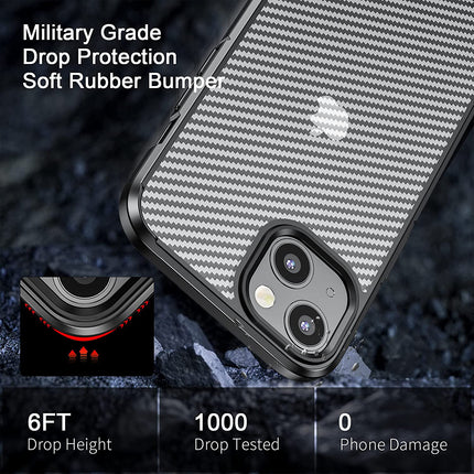 Carbon Armor Back Case Cover for Apple iPhone 13 Mini (5.4 inch) , [Military Grade Protection] Shock Proof Slim Hybrid Bumper Case (Black)