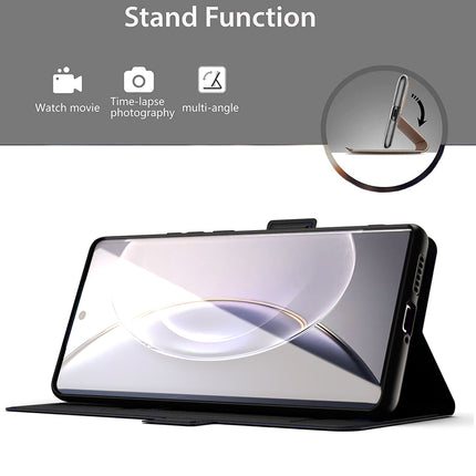 Mobizang Noble Slim Magnetic Leather Flip Case Cover for Vivo X90 PRO (5G) | Card Holder Stand Leather Flip Wallet Case (Black)