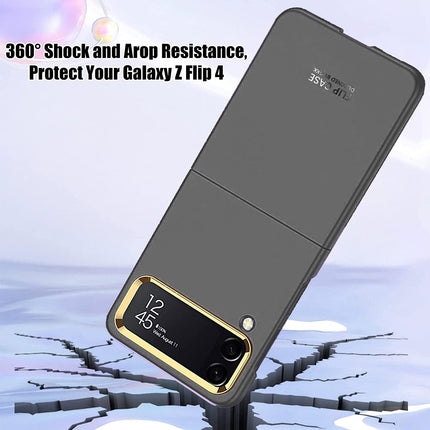 Mobizang Ultra Thin PC Back with Gold Ring for Galaxy Z Flip 4 - Black
