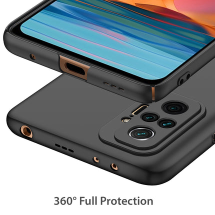 Silk Smooth Finish [Full Coverage] All Sides Protection Slim Back Cover For Xiaomi Redmi Note 10 Pro /  Note 10 Pro Max (Black)