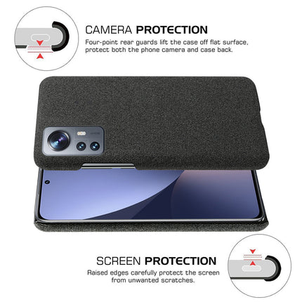 Mobizang Woven Soft Fabric Case for Xiaomi 12 Pro (5G) Back Cover,  Shock Protection Slim Hard Anti Slip Back Cover (Black)