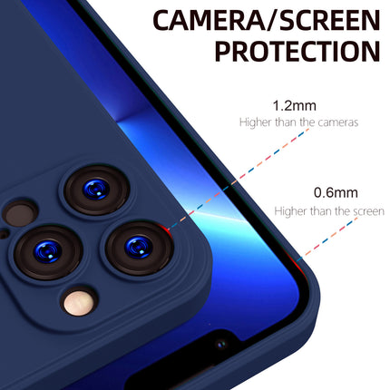 Matte Lens Protective Back Cover for Apple iPhone 13 PRO (6.1) , Slim Silicone with Soft Lining Shockproof Flexible Full Body Bumper Case (Blue)