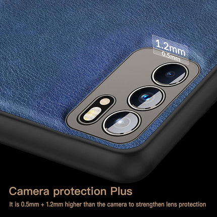 Tux Back Case For Oppo Reno 6 (5G) , Slim Leather Case with Soft Edge Shockproof Back Cover (Blue)