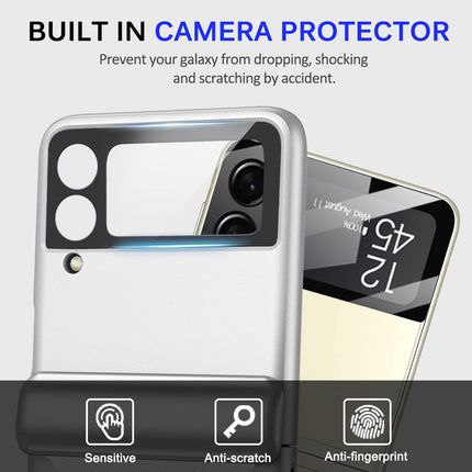 Mobizang Ultra Thin Back Cover for Galaxy Z Flip3 / Z Flip 3 ,Magnetic Hinge Protection and Inbuilt Glass Window Protection (Silver)