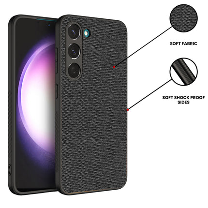 Mobizang Soft Full Fabric Hybrid for Samsung Galaxy S23 Back Cover | Shockproof Hybrid Slim Hard Anti Slip Back Case (Black)