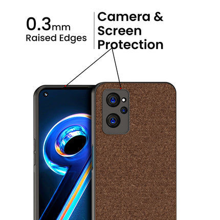 Soft Fabric & Leather Hybrid Protective Case Cover for Realme 9i (Brown)