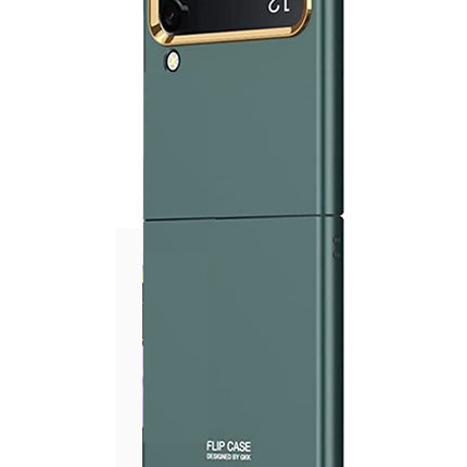 Mobizang Ultra Thin Back Case for Samsung Galaxy Z Flip4, Inbuilt Camera Protecting Ring Back Cover, Green