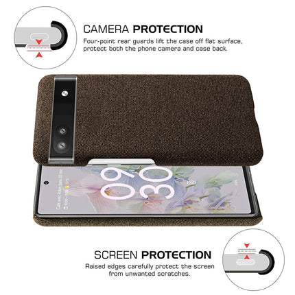 Mobizang Woven Soft Fabric Case for Google Pixel 6A Back Cover, Shock Protection Slim Hard Anti Slip Back Cover (Brown)