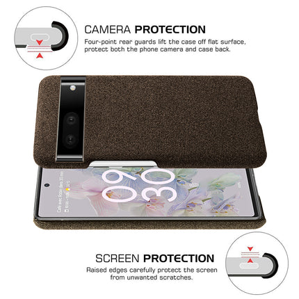 Mobizang Woven Soft Fabric Case for Google Pixel 7 Back Cover, Shock Protection Slim Hard Anti Slip Back Cover (Brown)