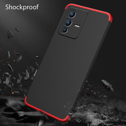 Double Dip Full 360 Protection Back Case Cover for Vivo V23 (5G) (Red , Black)