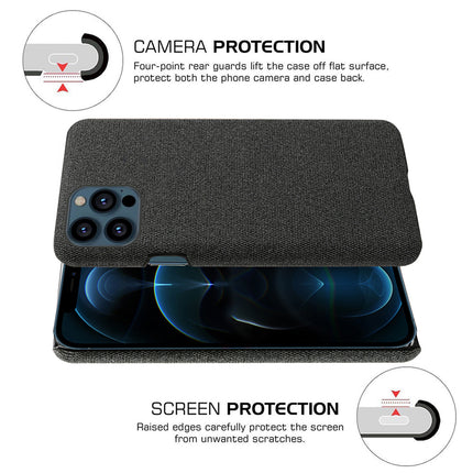 Mobizang Woven Soft Fabric Case for Apple iPhone 14 Pro Max Back Cover, Shock Protection Slim Hard Anti Slip Back Cover (Black)