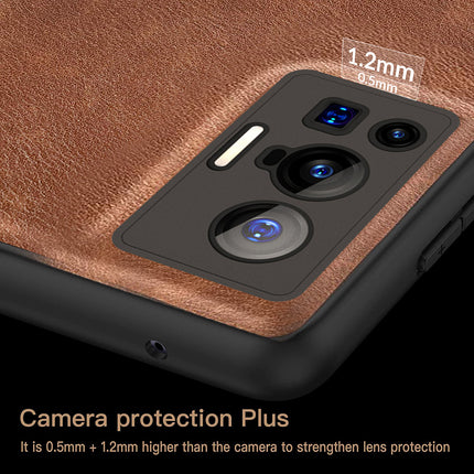 Tux Back Case For Vivo X70 Pro , Slim Leather Case with Soft Edge Shockproof Back Cover (Brown)