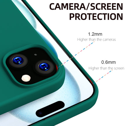 Mobizang Matte Protective Lens Flexible Back Cover for Apple iPhone 15 Plus | Slim Silicone with Soft Lining Shockproof Full Body Bumper Case (Green)