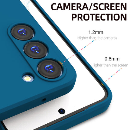 Mobizang Matte Protective Lens Flexible Back Cover for Samsung Galaxy S23 , Slim Silicone with Soft Lining Shockproof Full Body Bumper Case (Blue)