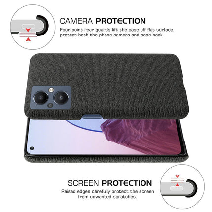 Woven Soft Fabric Case for Oppo F21 PRO (5G) Back Cover, Shock Protection Slim Hard Anti Slip Back Cover (Black)