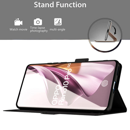 Mobizang Noble Slim Magnetic Leather Flip Case Cover for Oppo Reno 10 / Reno 10 Pro (5G) | Card Holder Stand Leather Flip Wallet Case (Black)