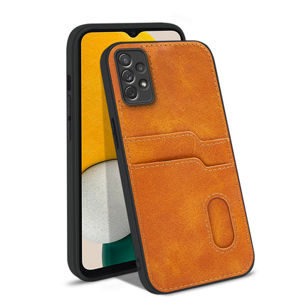 Mobizang Duo Wallet Back Case for Samsung Galaxy A73 (5G) , Slim Protective PU Leather Cover With Dual Inbuilt Card Pockets (Brown)