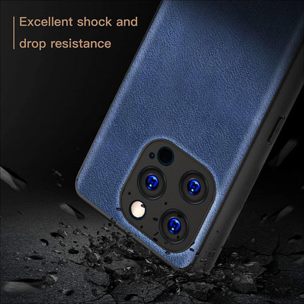Mobizang Tux Leather Back Cover for Apple iPhone 15 Pro | Slim Shockproof Camera Protection Bumper Case (Blue)