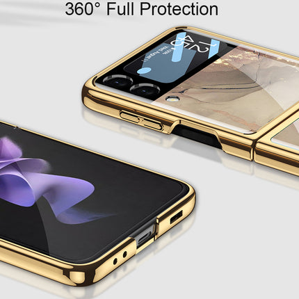 Mobizang 9H Glass Back Case for Samsung Galaxy Z Flip3 / Z Flip 3 ,Ultra Thin Full Body Protection Folding Hard Back Cover, Design 6