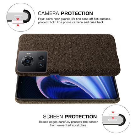 Mobizang Woven Soft Fabric Case for OnePlus 10R  Back Cover,  Shock Protection Slim Hard Anti Slip Back Cover (Brown)