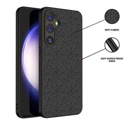 Mobizang Soft Full Fabric Protective Back Case Cover for Samsung Galaxy S24 PLUS | Shockproof Slim Hard Anti Slip Back Case (Black)