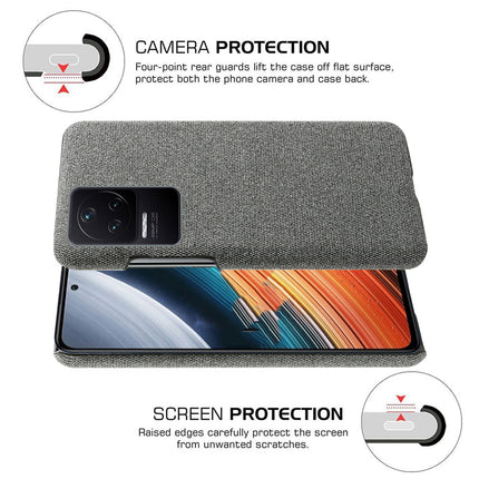 Mobizang Woven Soft Fabric Case for Poco F4 (5G) Back Cover,  Shock Protection Slim Hard Anti Slip Back Cover (Grey)