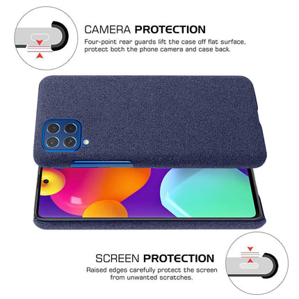 Woven Soft Fabric Case for Samsun Galaxy F62 Back Cover, Shock Protection Slim Hard Anti Slip Back Cover (Blue)
