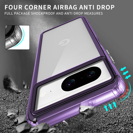 Mobizang Warrior Acrylic Clear Back Cover For Google Pixel 8 | Slim Shockproof [Military Grade Protection] Hybrid Bumper Case (Purple Sides)