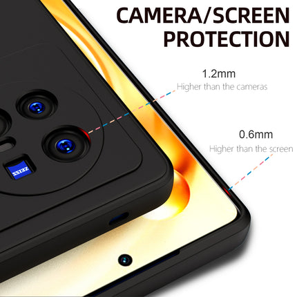 Matte Lens Protective Shockproof Flexible Back Cover for Vivo X80, Slim Silicone with Soft Lining Shockproof Flexible Full Body Bumper Case (Black)