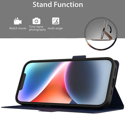 Mobizang Noble Slim Magnetic Leather Flip Case Cover for Apple iPhone 14 Pro Max ,Card Holder Stand Leather Flip Wallet Case (Blue)