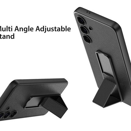 Mobizang Leather Ultra Thin Back Case for Samsung Galaxy S24 Plus Cover | with Adjustable Stand Stand Full Body Protection Back Cover (Black)