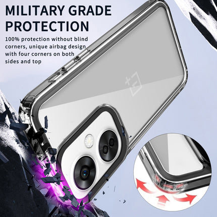 Mobizang Warrior Acrylic Clear Back Cover For OnePlus Nord CE 3 LITE | Slim Shockproof [Military Grade Protection] Hybrid Bumper Case (Black Sides)