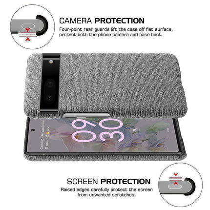 Mobizang Woven Soft Fabric Case for Google Pixel 7 Back Cover, Shock Protection Slim Hard Anti Slip Back Cover (Grey)