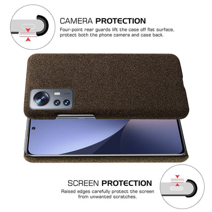 Mobizang Woven Soft Fabric Case for Xiaomi 12 Pro (5G) Back Cover,  Shock Protection Slim Hard Anti Slip Back Cover (Brown)