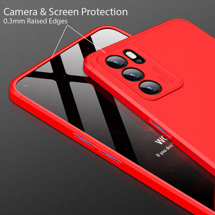 Double Dip Full 360 Protection Back Case Cover for Oppo Reno 6 Pro (5G) (Red)