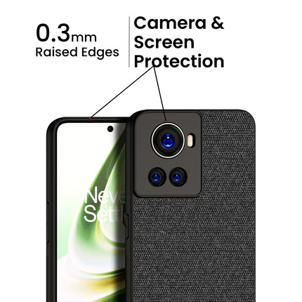 Soft Fabric Hybrid Protective Back Case Cover for Oneplus 10R (Black)