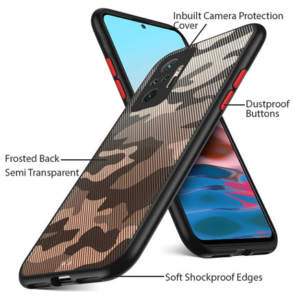 Camouflage Paper Thin Back Cover For Xiaomi Redmi Note 10 Pro /  Note 10 Pro Max , Super Slim Matte Translucent Full Protection Back Case (Black)