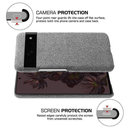 Mobizang Woven Soft Fabric Case for Google Pixel 7 Pro Back Cover, Shock Protection Slim Hard Anti Slip Back Cover (Grey)